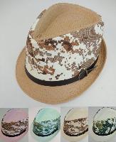 Fedora Hat with Buckled Hat Band [Camo Printed]